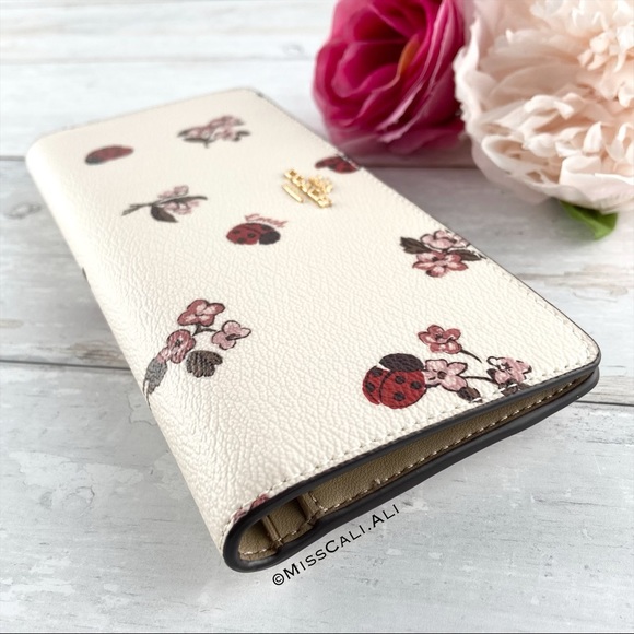 NWT COACH 🐞Ladybug Floral Slim Long Wallet Bag - Picture 2 of 13